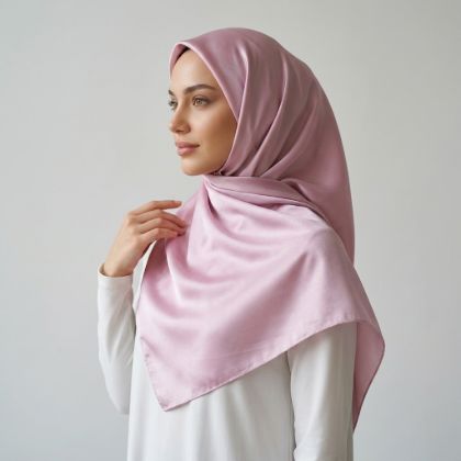 İpekçe Eşarp Kristal Düz 100*100 Açık Pembe resmi