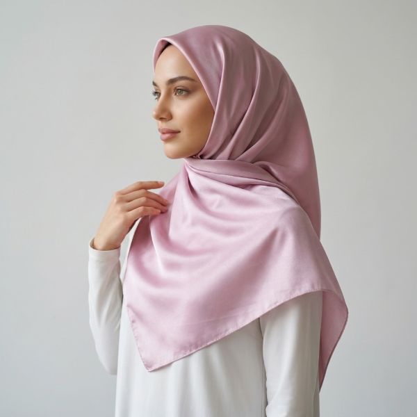 İpekçe Eşarp Kristal Düz 100*100 Açık Pembe resmi