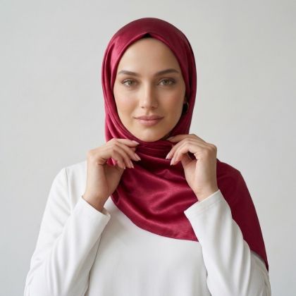 İpekçe Eşarp Kristal Düz 100*100 Bordo resmi