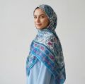 İpekçe Eşarp İp Rayon 100*100 Desenli - Turkuaz resmi