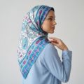 İpekçe Eşarp İp Rayon 100*100 Desenli - Turkuaz resmi