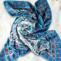 İpekçe Eşarp İp Rayon 100*100 Desenli - Turkuaz resmi