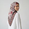 İpekçe Eşarp İp Rayon 100*100 Desenli - Kırmızı resmi