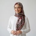 İpekçe Eşarp İp Rayon 100*100 Desenli - Kırmızı resmi