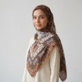 İpekçe Eşarp İp Rayon 100*100 Desenli - Turuncu resmi