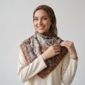 İpekçe Eşarp İp Rayon 100*100 Desenli - Turuncu resmi