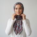 İpekçe Eşarp İp Rayon 100*100 Desenli - Gri resmi