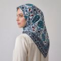 İpekçe Eşarp İp Rayon 100*100 Desenli - Mavi resmi